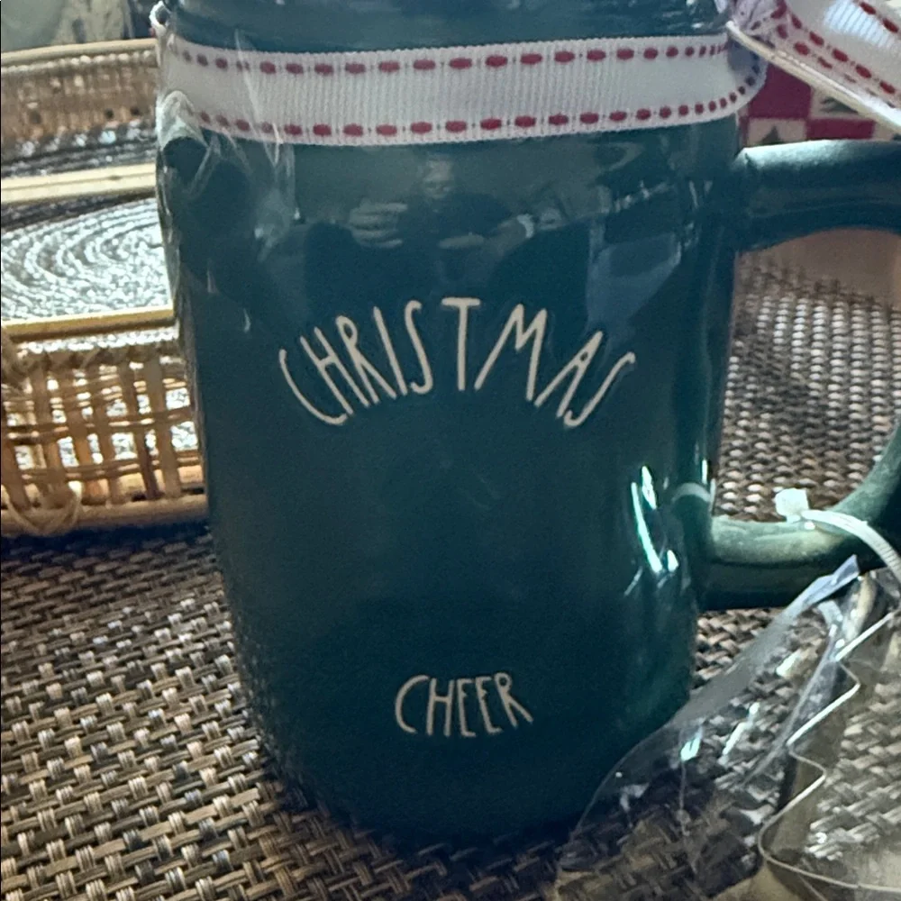 Rae Dunn Green Christmas Cheer Mug with Cookie Cutter - Picture 3 of 5